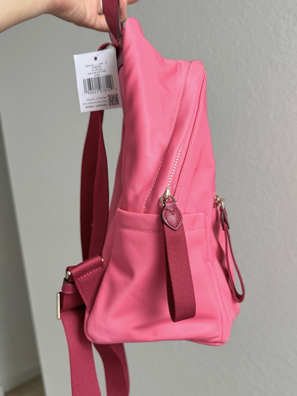 Kate Spade Chelsea Pink and Red Nylon Backpack $299 - Picture 2 of 8